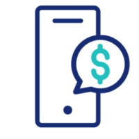 a phone with a dollar symbol, icon